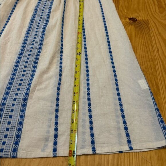 Pearl & Caviar MED White Blue Cotton Maxi Dress S18P1041 - Picture 5 of 11